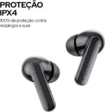 WB Saga Pro TWS gamer: som 360º, modo jogo 45ms, bateria de até 25h e LED preto - Imagem 5