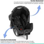 Cadeira Bebê Conforto Grid Black: segurança, conforto e leveza para o dia a dia, com compatibilidade Travel System e fácil transporte. - Imagem 3