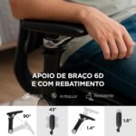 Cadeira ergonômica com apoio lombar e mesh respirável para escritório e home office, suporta até 200 kg - Imagem 4