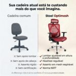Cadeira Escritório Ergonômica Stoel Optimesh com apoio lombar ajustável, mesh respirável e apoio de cabeça NR17 para máximo conforto. - Imagem 4