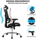 Cadeira ergonômica com apoio lombar e mesh respirável para escritório e home office, suporta até 200 kg - Imagem 9