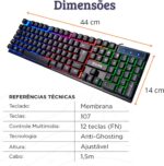 Teclado Gamer RGB MTS ABNT2 com Anti-Ghosting e 12 atalhos multimídia para jogos e digitação precisa - Imagem 8
