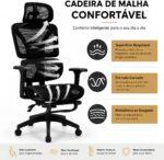Cadeira Ergonômica Vmstark: conforto, ajuste lombar e apoio para pés, ideal para longas horas até 150kg - Imagem 3