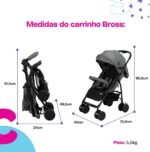 Carrinho de Bebê Cosco Kids Bross Cinza Mescla: leve, compacto e confortável, com fechamento rápido e uso até 15 kg. - Imagem 3