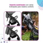 Carrinho de Bebê Cosco Kids Bross Cinza Mescla: leve, compacto e confortável, com fechamento rápido e uso até 15 kg. - Imagem 5