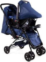 Cosco Kids Travel System Reverse Azul Rajado: alça reversível, 3 inclinações e conforto tipo berço para passeios seguros. - Imagem 3