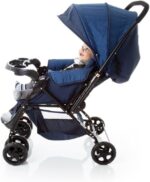 Cosco Kids Travel System Reverse Azul Rajado: alça reversível, 3 inclinações e conforto tipo berço para passeios seguros. - Imagem 4