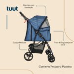 Tuut Linha Pet: carrinho de passeio para pets até 15kg, dobrável, ventilado e prático para levar seu pet com conforto. - Imagem 2