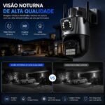 Câmera de Segurança Externa Dupla Wi-Fi 6MP: visão noturna, sirene e proteção IP66 para monitorar sua casa com segurança. - Imagem 8