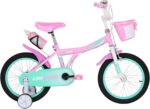 Bicicleta Infantil Unitoys Tiffany Rosa Aro 16 com rodinhas, cestinha e buzina: mais segurança e diversão para a criança - Imagem 3