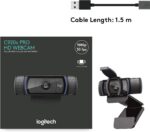 Webcam Full HD Logitech C920s com foco automático, microfone estéreo e tampa de privacidade para videochamadas em 1080p - Imagem 10