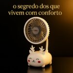 Mini Ventilador Portátil Recarregável Bichinho com Base de Apoio e 3 Velocidades – Silencioso, Fofo e Ideal para Mesa, Viagem e Rotina - Imagem 7