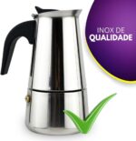 Cafeteira Italiana em Inox 450ml: café encorpado para 9 xícaras, prática, resistente e compatível com fogão a gás, elétrico e indução. - Imagem 4