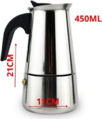 Cafeteira Italiana em Inox 450ml: café encorpado para 9 xícaras, prática, resistente e compatível com fogão a gás, elétrico e indução. - Imagem 5