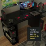 Mesa para Computador Escrivaninha Gamer 9409 Madesa: amplo espaço e tampo reforçado para trabalho e jogos. - Imagem 6