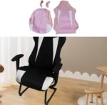 Capa elástica para cadeira gamer: proteção respirável, ajuste firme e fácil instalação para cadeira de escritório e reclinável, rosa e branco - Imagem 5