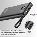 I2GO Power Bank 10000mAh 4 em 1 com cabos acoplados, carregamento prático e portátil para várias conexões - Imagem 7