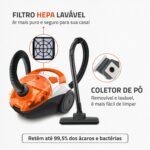 MONDIAL Aspirador Hepa Turbo 2000 1500W: alta potência, filtro HEPA lavável e sucção eficiente para uma limpeza completa. - Imagem 3