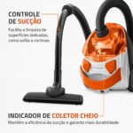 MONDIAL Aspirador Hepa Turbo 2000 1500W: alta potência, filtro HEPA lavável e sucção eficiente para uma limpeza completa. - Imagem 4