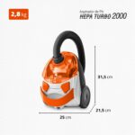 MONDIAL Aspirador Hepa Turbo 2000 1500W: alta potência, filtro HEPA lavável e sucção eficiente para uma limpeza completa. - Imagem 8