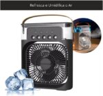 Climatizador Portatil de Mesa 4 em 1, Mini Ar Condicionado, Umidificador, LED 7 Cores, 3 Velocidades, Reservatório 600ml, BRANCO OU PRETO (PRETO) - Imagem 3