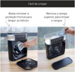 Climatizador Portatil de Mesa 4 em 1, Mini Ar Condicionado, Umidificador, LED 7 Cores, 3 Velocidades, Reservatório 600ml, BRANCO OU PRETO (PRETO) - Imagem 5