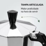 Cafeteira Italiana Premium em alumínio polido, café expresso autêntico, segura e compatível com gás, elétrico e vitrocerâmico. - Imagem 3