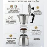 Cafeteira Italiana Premium em alumínio polido, café expresso autêntico, segura e compatível com gás, elétrico e vitrocerâmico. - Imagem 6
