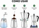 Cafeteira Italiana Premium em alumínio polido, café expresso autêntico, segura e compatível com gás, elétrico e vitrocerâmico. - Imagem 8