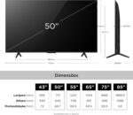 TCL ADVANCED 4K QLED TV 50 P7L: imagem QLED 4K com Google TV, Dolby Vision e design slim para sua sala. - Imagem 3