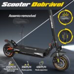 HONEYWHALE T4A: patinete elétrico 750W, até 45 km/h, autonomia de 35 km, pneus 10" e controle de cruzeiro. - Imagem 9