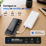 Power Bank 20000mAh Branco com Cabos Integrados e Carregamento Rápido para Celular Android e iOS - Imagem 4
