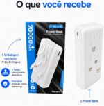 Power Bank 20000mAh Branco com Cabos Integrados e Carregamento Rápido para Celular Android e iOS - Imagem 8