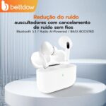 Bettdow Fone Bluetooth 5.3 TWS Branco: cancelamento de ruído por IA, graves potentes e até 36h de reprodução - Imagem 5
