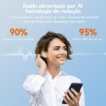 Bettdow Fone Bluetooth 5.3 TWS Branco: cancelamento de ruído por IA, graves potentes e até 36h de reprodução - Imagem 6