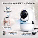 Câmera Smart Segurança com visão noturna, Wi-Fi e detecção de movimento para bebês e pets - Imagem 3