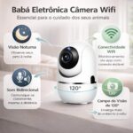Câmera Smart Segurança com visão noturna, Wi-Fi e detecção de movimento para bebês e pets - Imagem 4