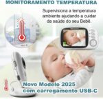 Babá Eletrônica com Câmera: monitoramento em tempo real com visão noturna, áudio bidirecional e tela LCD 3,2 para seu bebê. - Imagem 6