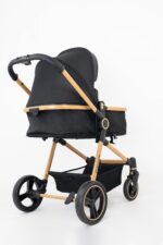 Galzerano Carrinho de Bebê Ivy Preto e Dourado com Moisés: design premium, conforto e praticidade para o dia a dia do bebê. - Imagem 3