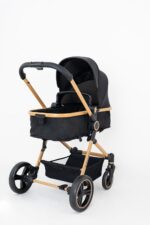 Galzerano Carrinho de Bebê Ivy Preto e Dourado com Moisés: design premium, conforto e praticidade para o dia a dia do bebê. - Imagem 4