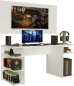 Mesa para Computador Gamer Madesa 9409 e Painel para TV até 50 Polegadas Branco: mais espaço e versatilidade para estudo ou trabalho. - Imagem 3