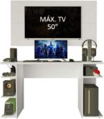 Mesa para Computador Gamer Madesa 9409 e Painel para TV até 50 Polegadas Branco: mais espaço e versatilidade para estudo ou trabalho. - Imagem 4