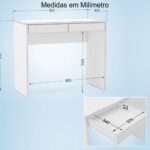 Escrivaninha Tijuca Branco Politorno: funcional, compacta e com 2 gavetas para organizar seu home office com estilo. - Imagem 3