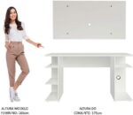 Mesa para Computador Gamer Madesa 9409 e Painel para TV até 50 Polegadas Branco: mais espaço e versatilidade para estudo ou trabalho. - Imagem 8