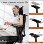 Cadeira de Escritório Ergonômica Reclinável 135° com apoio lombar, cabeceira 8D, braços 5D e apoio para pés retrátil. - Imagem 4
