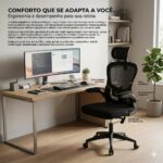 Cadeira de Escritório Ergonômica Reclinável: conforto, suporte lombar e ajuste ideal para home office e gamer - Imagem 7