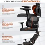 Cadeira de Escritório Ergonômica Reclinável 135° com apoio lombar, cabeceira 8D, braços 5D e apoio para pés retrátil. - Imagem 9