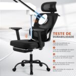 Cadeira de Escritório Ergonômica Reclinável 135° com apoio lombar, cabeceira 8D, braços 5D e apoio para pés retrátil. - Imagem 10