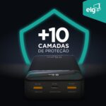 Power Bank Pro 20000mAh ELG: carga rápida, display digital e 2 portas USB-A para carregar seus dispositivos com segurança. - Imagem 6