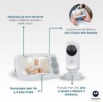 Babá Eletrônica VM34 Motorola com tela 4.3, visão noturna, áudio bidirecional e zoom para monitorar seu bebê com segurança. - Imagem 5